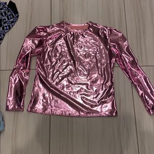 Brand new metallic pink puff sleeve top